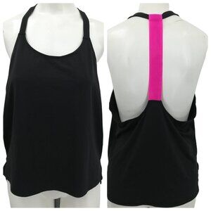 Fabletics Demi Lovato Workout Tank Size M? Tansy Pink Black Mesh Racerback